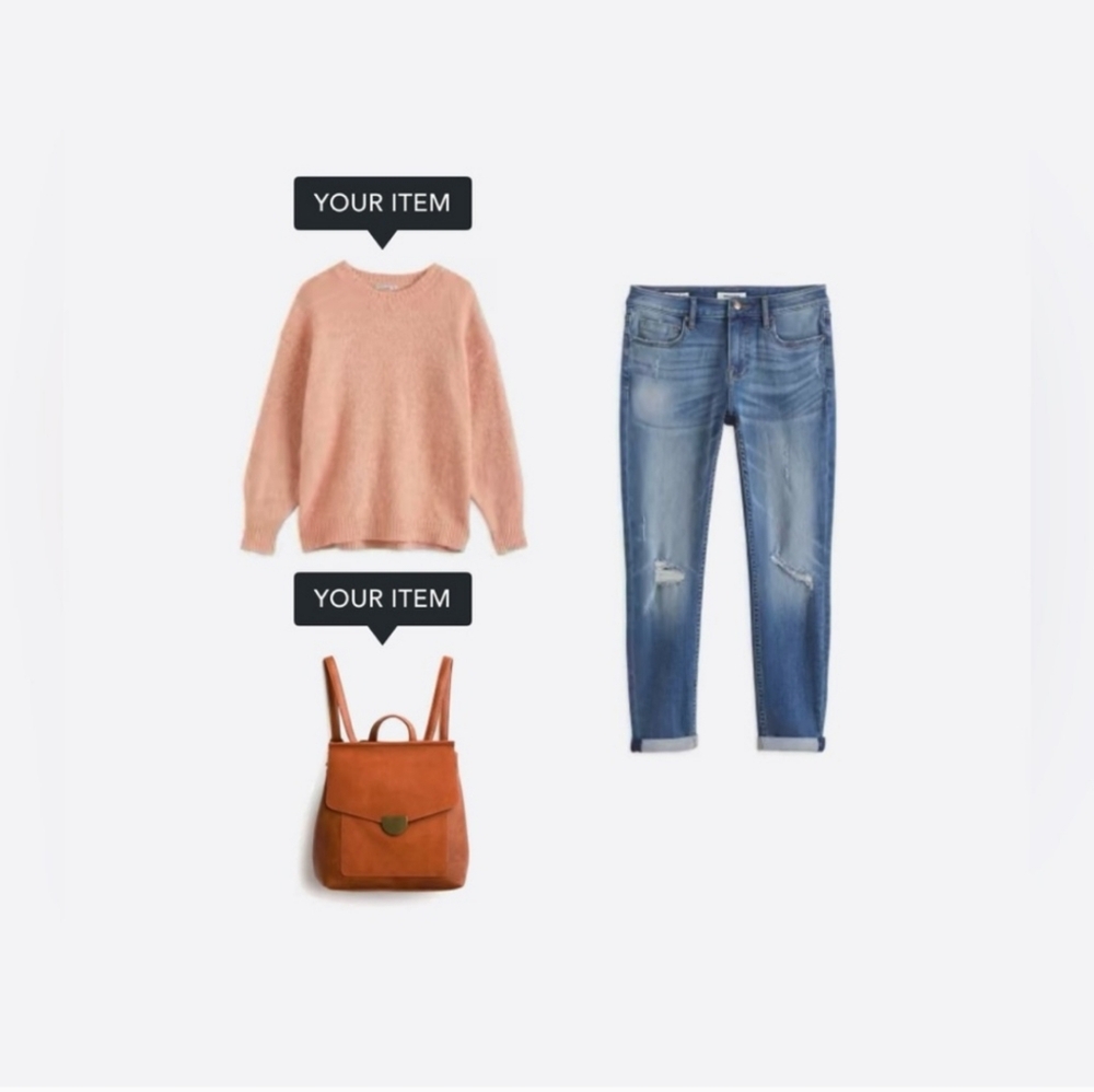 NWT PINK CLOVER Stitch Fix Etienne Long Sleeve Crew Neck Sweater Peach L - Picture 4 of 7